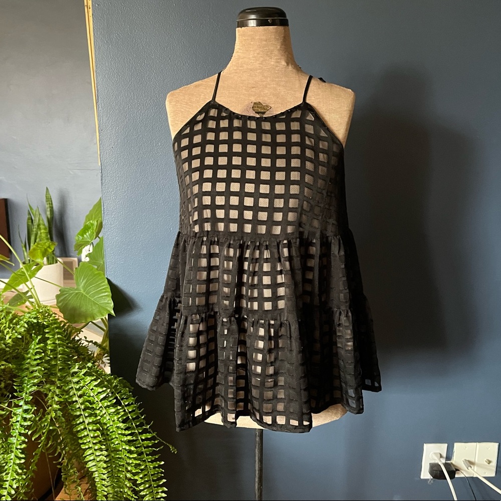 Anthropologie windowpane tank